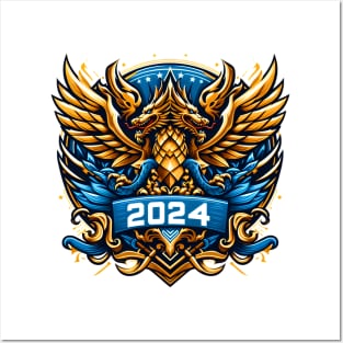 Wooden Gold Blue Dragon 2024 No.5 Posters and Art